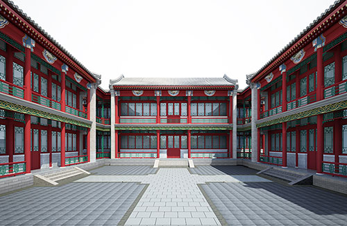 和舍镇北京四合院设计古建筑鸟瞰图展示